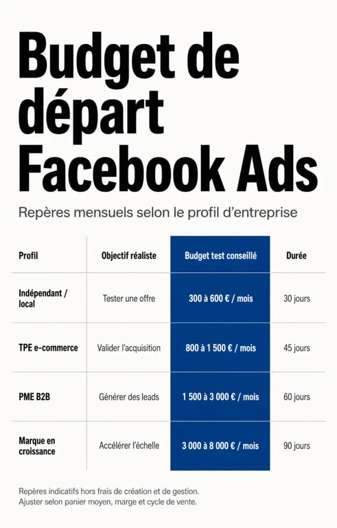 Publicité sur Facebook prix : budgets de départ selon le profil d’entreprise