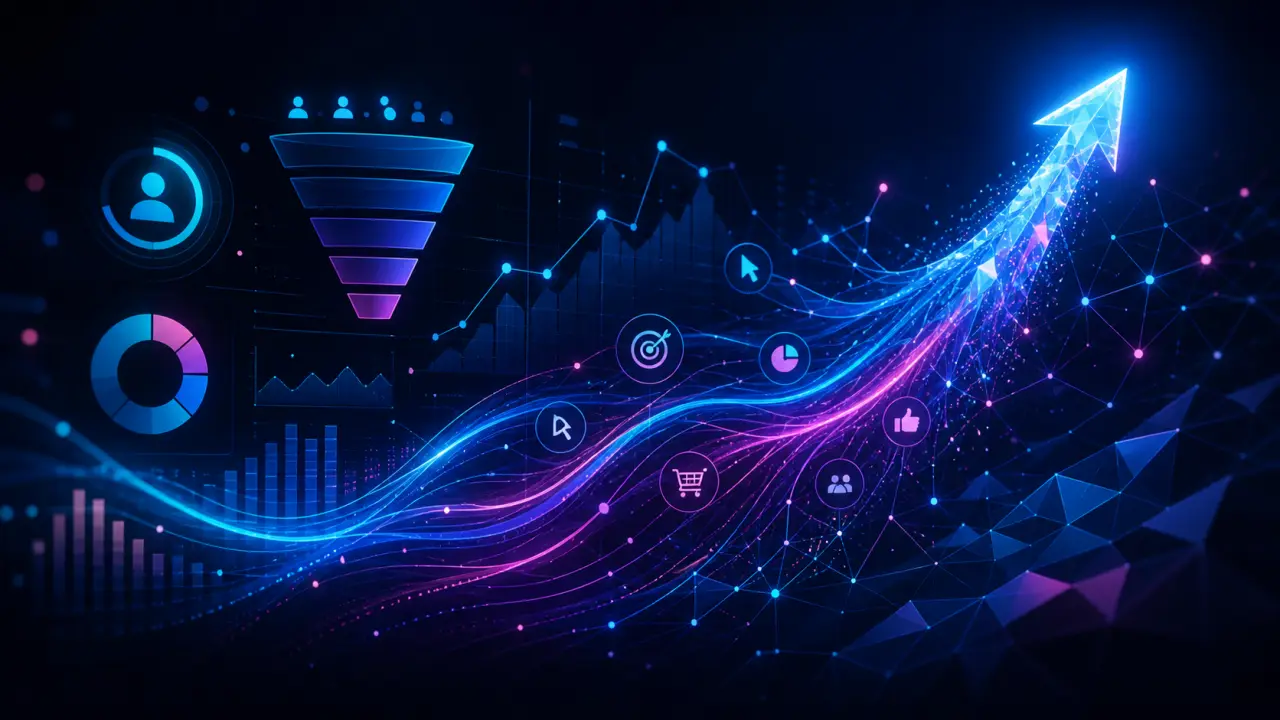 Visualisation abstraite de données marketing et de croissance digitale