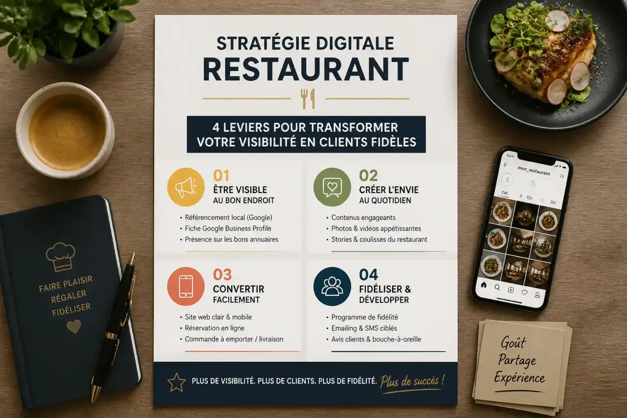 Stratégie digitale restaurant : 4 leviers pour transformer votre visibilité en clients fidèles