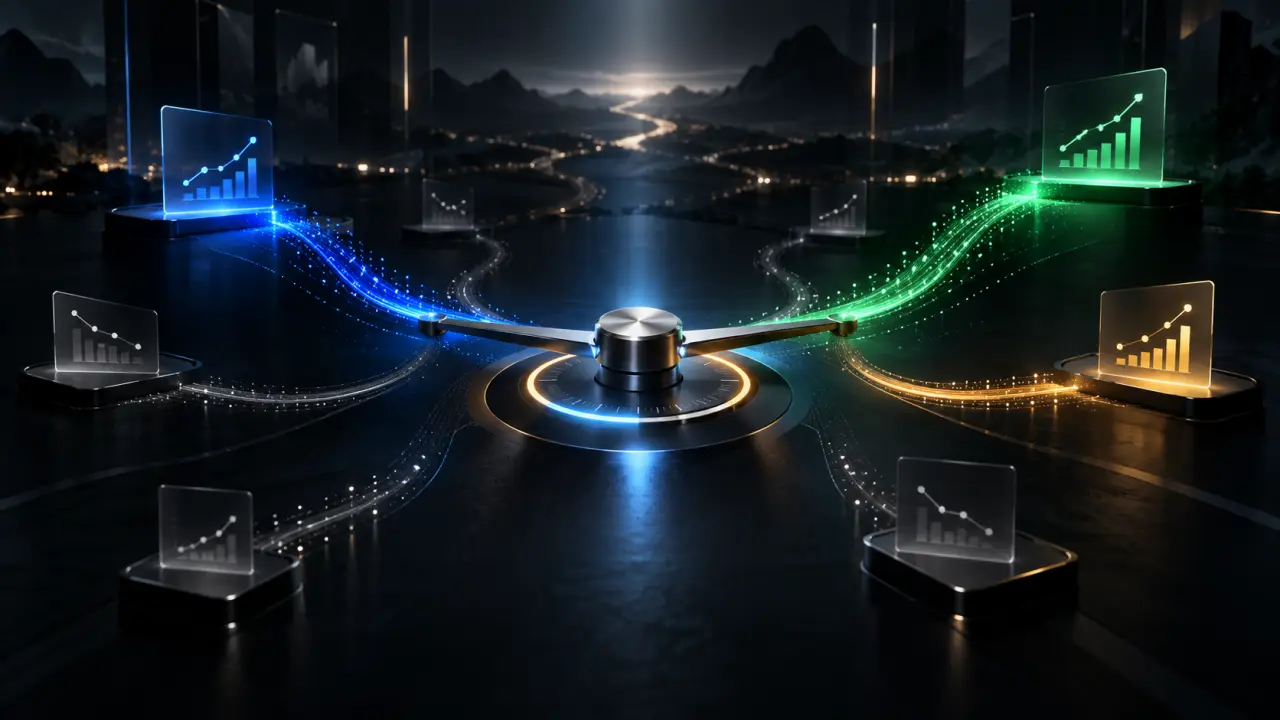 Tableau de bord abstrait représentant le pilotage d’un budget Google Ads