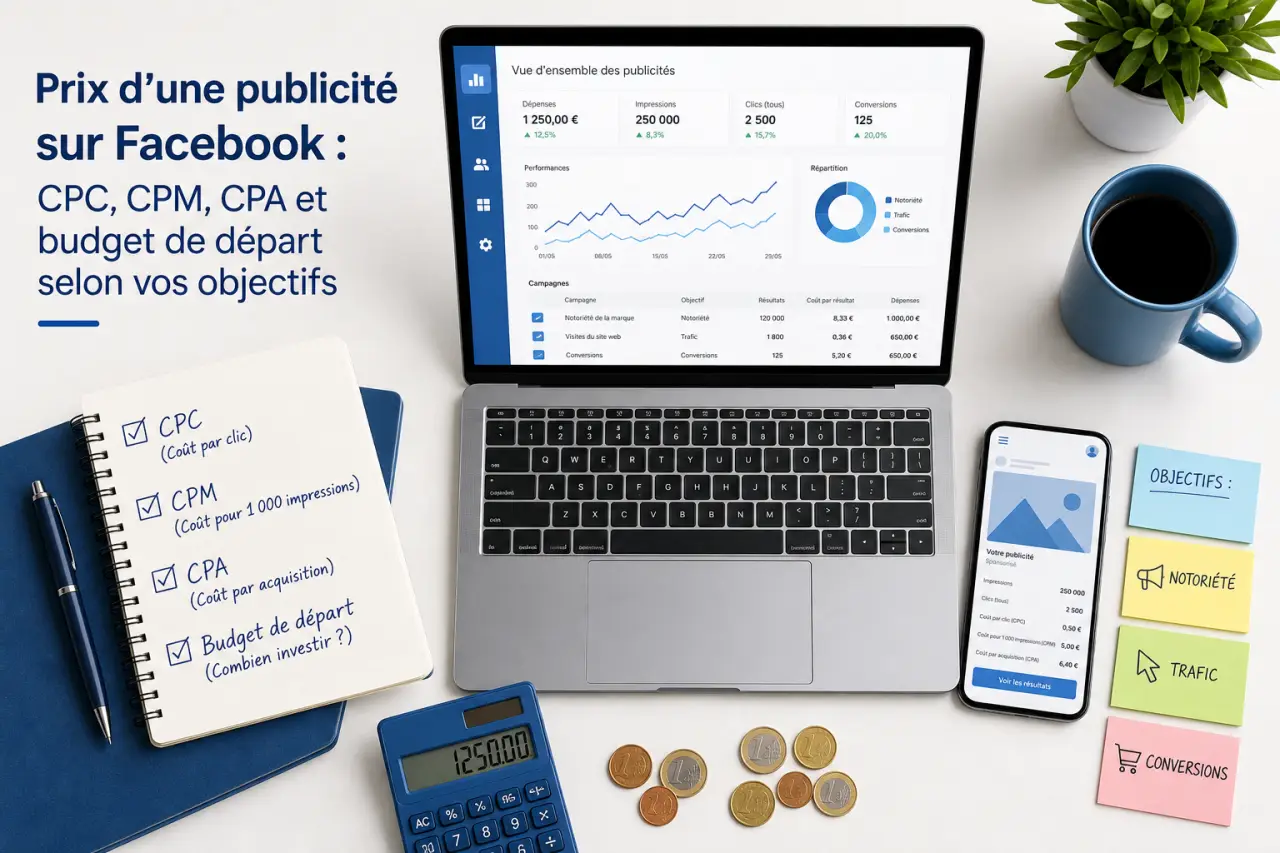 Prix d’une publicité sur Facebook : CPC, CPM, CPA et budget de départ selon vos objectifs