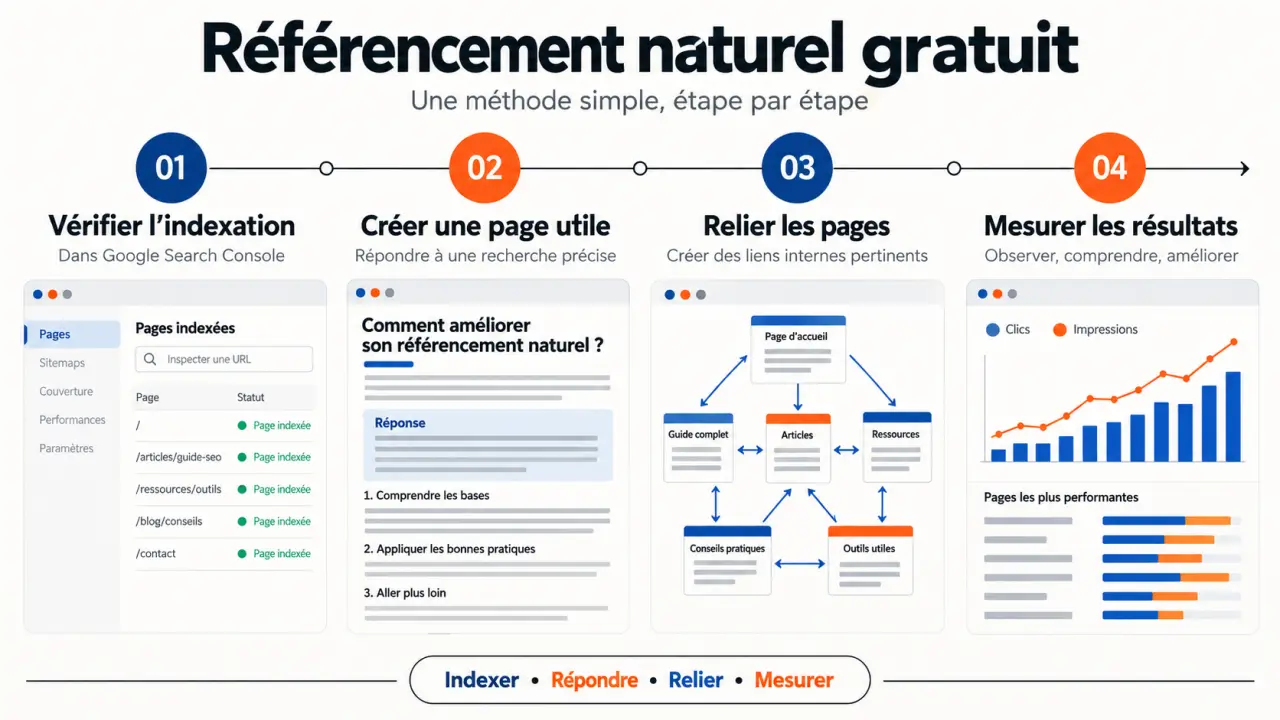 Les étapes du référencement naturel gratuit de l’indexation au suivi des résultats