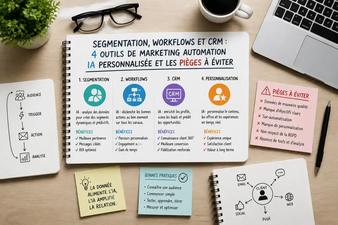 Segmentation, workflows et CRM : 4 outils de marketing automation IA personnalisée et les pièges à éviter